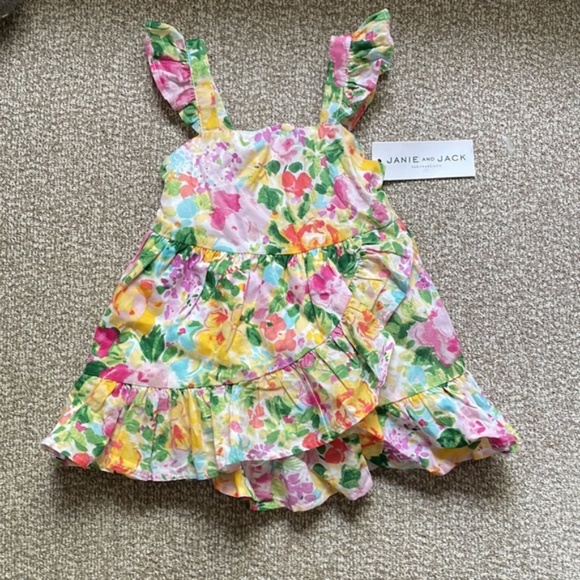 Janie and Jack White Floral Ruffle Dress 12-18M - Picture 4 of 5